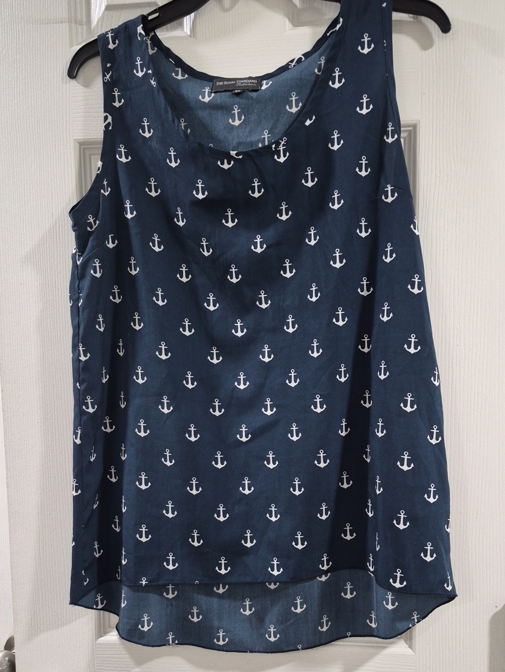 Navy Anchor Print Tank Top - Sleeveless Summer Shell